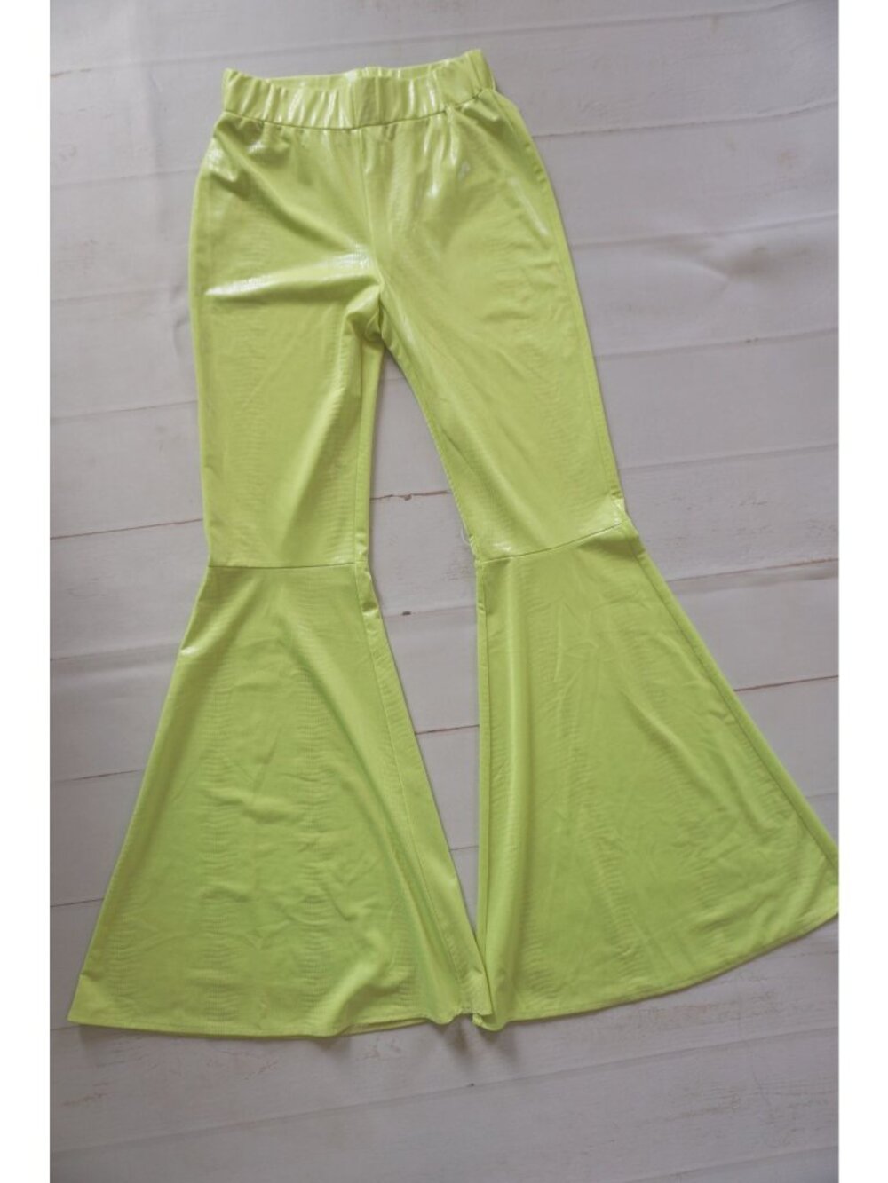 Nawgut Women's Neon Green Flare Bell Bottom Festival Pants Size S